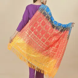 LA FEMINAE Woven Design Block Print Dupatta image 4
