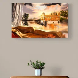 Tushaco Handicrafts Brown & White Guru Nanak Ji Canvas Religious Wall Art-image-53