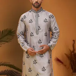 Jompers Men Floral Embroidered Chikankari Kurta-picture-20