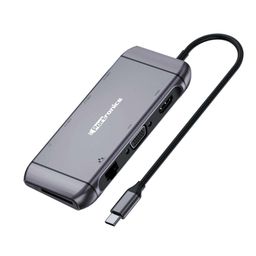 Portronics Mport 9C Multiport USB adapter for USB-C devices. Grey image 1