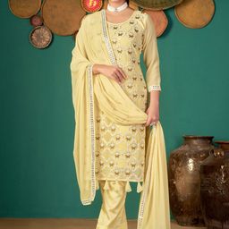 VARNI FABRICS Embellished Silk Georgette Semi-Stitched Dress Material-picture-13
