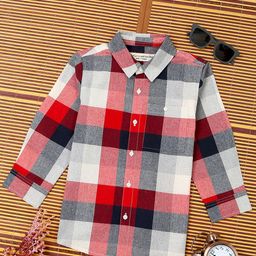 The Lion and The Fish Boys Comfort Spread Collar Checked Cotton Relaxed Fit Casual Shirt-image-14