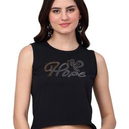SZN Women Typography Printed Applique T-shirt-image-69