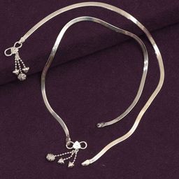 LeCalla Silver-Plated Artificial Stones and Beads Anklet-56