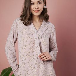 Slenor Floral Print Tie-Up Neck Ruffles Georgette Blouson Top-image-101