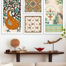Kotart White & Grey 4 Pieces Floral and Botanical Wooden Wall Arts-picture-38