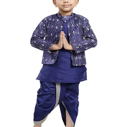 BAESD Boys Mandarin Collar Straight Kurta with Dhoti Pants & Jacket-picture-11