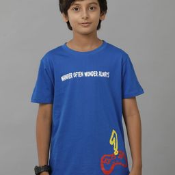 UNDER FOURTEEN ONLY Boy's Typography Printed Round Neck Cotton T-shirt-image-52