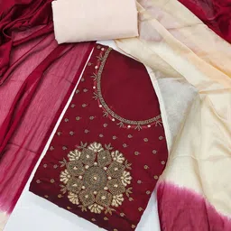 Nayanthara Trends Embellished Beads And Stones Chanderi Silk Unstitched Dress Material-picture-17