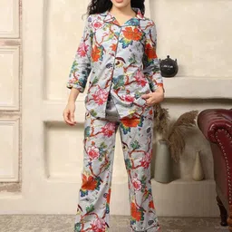 House Of Attire Pure Cotton Printed Collared Neck Tunic With Trousers Co-Ords-image-47