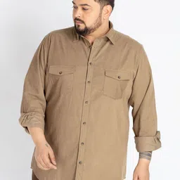 UNSIZED Men Plus Size Comfort Oversized Fit Spread Collar Solid Corduroy Casual Shirt-image-16
