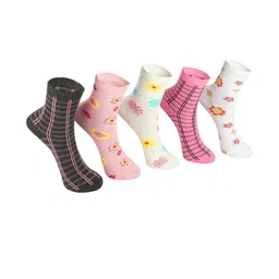 PRIMESOX MOVE ON Kids Girls Multi Colored Pack Of 5 Printed Cotton Socks-image-84