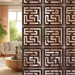 RANDOM Brown Geometric Window Blinds image 1