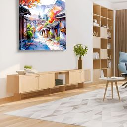 OLIVE TREE Blue & Green Wooden Framed Canvas Painting Wall Art-picture-42