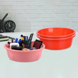 Kuber Industries Red and Pink 3 Pieces Desk Organisers-56