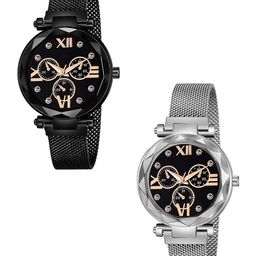 Gopal Shopcart Women Pack of 2 Analogue Watch Mina black Dial Black Silver maganet-image-30