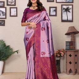 AVANTIKA FASHION Ethnic Motifs Woven Design Zari Pure Silk Banarasi Saree-image-22