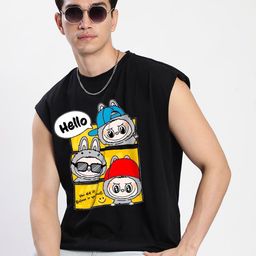 Bene Kleed Graphic Printed Sleeveless Pure Cotton Oversized T-shirt-image-84