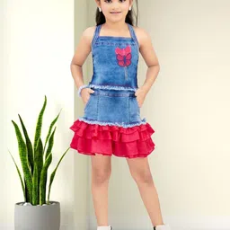 Lei-Chie Embroidered Sleeveless Pure Cotton Denim Top With Skirt-picture-28
