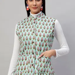 HANDICRAFT PALACE Women Floral Reversible Longline Quilted Jacket-picture-19