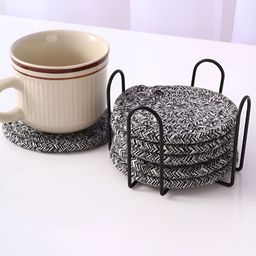 TIED RIBBONS Grey 6 Pieces Round Coasters-picture-39
