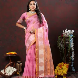 NIWAA Woven Design Zari Pure Cotton Banarasi Saree-picture-35