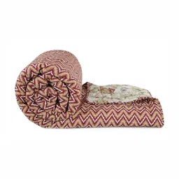 bsb home Maroon & Cream-Coloured AC Room 400 GSM Single Bed Quilt-image-1