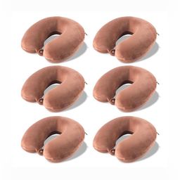 Aura Brown Set of 5 Memory Foam Filled Cotton Travel Pillow-7