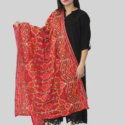 HAUTEMODA Embroidered Dupatta with Thread Work-20