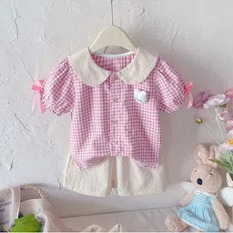 POP STREET KIDS Girls Checked Shirt With Shorts-picture-43
