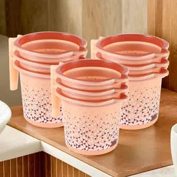 Kuber Industries Beige 9 Pieces Classic Geometric Printed Bath Accessories Set 1.5 L each-8