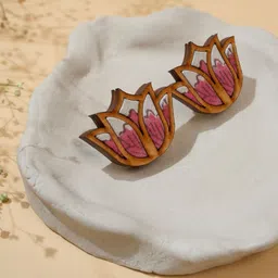 WHE Wooden Fabric Lotus Shaped Studs-18
