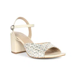 Saint G Women Printed Leather Block Sandals with Buckles-16