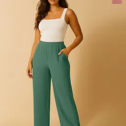 Fabflee Women Pack Of 2 Straight Fit Parallel Trousers-picture-13