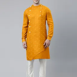 TheEthnic.Co Geometric Woven Design Angrakha Pure Cotton Asymmetrical Kurta-picture-13