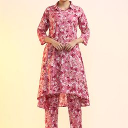 Jaipur Kurti Women Floral Printed Empire Pure Cotton Kurta with Trousers-16