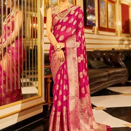 Mitera Woven Design Zari Organza Banarasi Saree-21