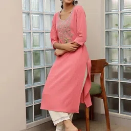 Libas Women Floral Yoke Design Sequinned Floral Kurta-picture-16
