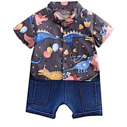BAESD Boys Dinosaur Printed Pure CottonShirt With Shorts-image-70