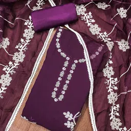 HERE&NOW Floral Embroidered Beads And Stones Unstitched Dress Material-image-52