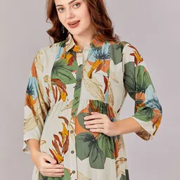 LOVELY MOM'S Tropical Print A-Line Dress-11