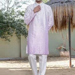 Stuffie Land Men Embroidered Regular Dupion Silk Kurta with Pyjamas-16