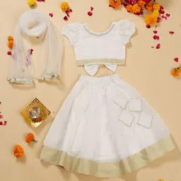 SAKA DESIGNS Girls Embroidered Ready to Wear Lehenga & Blouse With Dupatta-image-94
