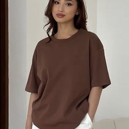 LULU & SKY Round Neck Drop-Shoulder Pure Cotton Oversized T-shirt-picture-9