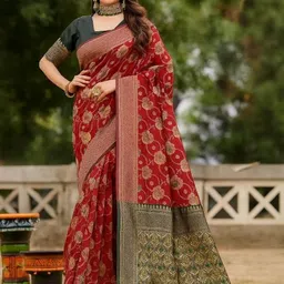 Moda Rapido Maroon Woven Design Silk Cotton Kanjeevaram Sarees-picture-14