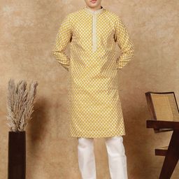 House of Pataudi Men Floral Embroidered Festive Straight Kurta-picture-1