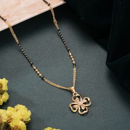 Aadvik Designs Gold-Plated Artificial Stones Studded & Beaded Mangalsutra-8