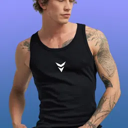 Uniplanet store Printed Cotton Innerwear Vests UVM-DOWM-ARR-BLK-S image 3