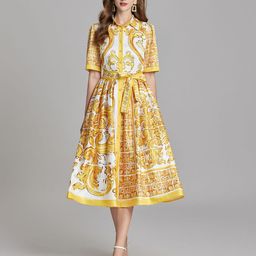 JC Collection Ethnic Motifs Print A-Line Midi Dress-picture-15