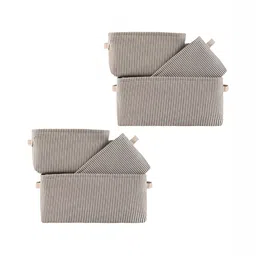 Aura White Set of 6 Regular Tote Basket Organisers-45